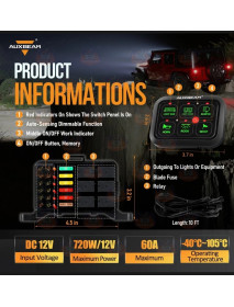 Kit Panou de control cu touchscreen 6 lumini/electrice, de la Auxbeam