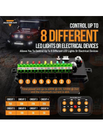 Panou de pornire/oprire cu touchscreen, 8 lumini/alte dispozitive, Auxbeam verde