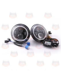 Faruri LED de 7 inchi cu sistem DRL [Angel Eyes] RGB cu aplicatie si telecomanda