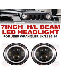 Faruri LED de 7 inchi cu sistem DRL [Angel Eyes] RGB cu aplicatie si telecomanda