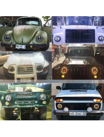 Faruri LED de 7 inchi cu sistem DRL [Angel Eyes] RGB cu aplicatie si telecomanda