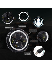 Faruri LED de 7 inchi cu sistem DRL [Angel Eyes] RGB cu aplicatie si telecomanda