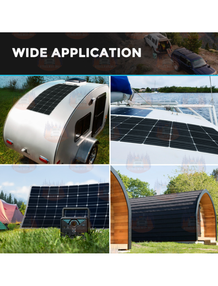 Panou Flexibil de 100 W,12 Volt , Monocrystalline, Tehnologie ETFE